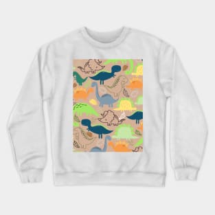 Dinosaur doodle light orange background Crewneck Sweatshirt